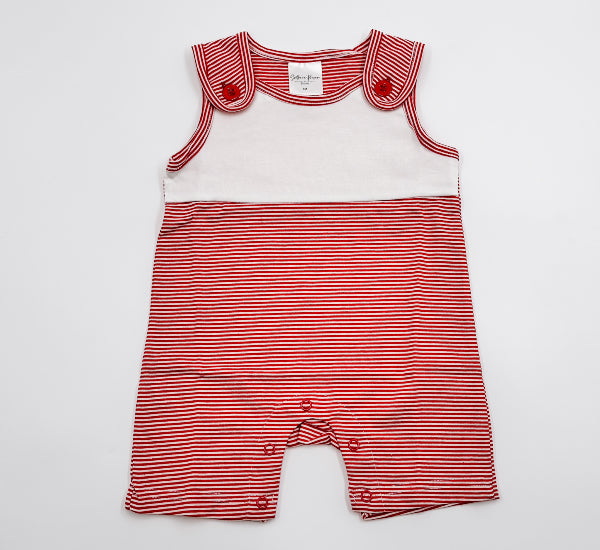 Red Striped Boy Romper-